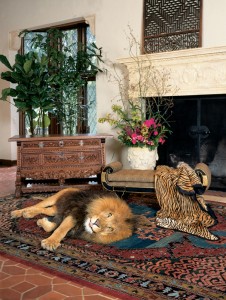 big lion on a rug